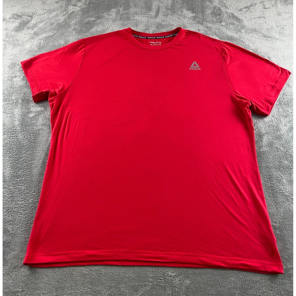 Reebok Mens XL Red Performance Short Sleeve Athletic Training T-Shirt Delta Logo